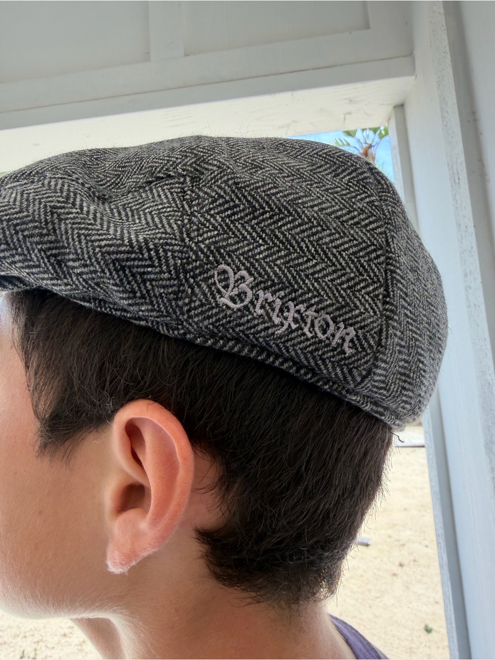 Brixton Charcoal Herringbone Eight-Panel Cap